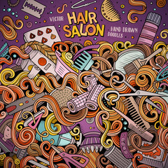  Cartoon cute doodles Hair salon frame design