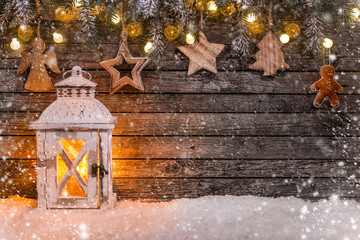 Wall Mural - christmas decoration on wooden background
