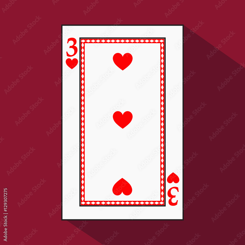 playing card. the icon picture is easy. HEART THIRD3 with white a basis ...