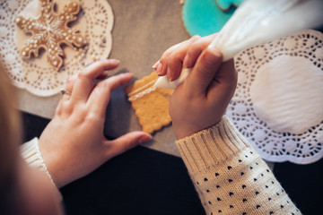 Wall Mural - Decorating Gingerbread Cookies