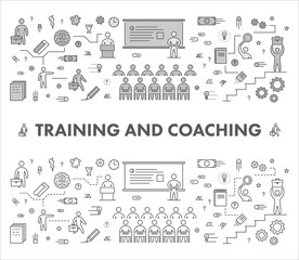 Wall Mural - Line design concept web banner for training and coaching