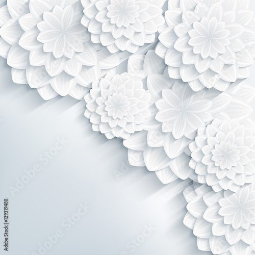 Dekoracja na wymiar  kwiatowy-stylowy-szary-tlo-z-kwiatami-3d