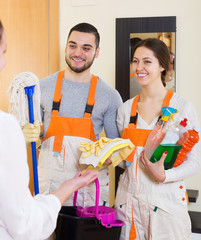 Wall Mural - Professional cleaners with equipment