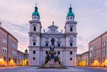 The Salzburg Cathedral In Austria At Sunrise