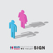man and woman toilet wc restroom sign isometric with text