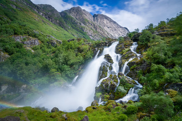 Briksdalsbreen national park waterfall long exposure