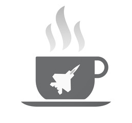 Poster - Isolated coffee cup with a combat plane