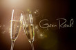 canvas print picture - Silvesterstimmung mit Champagnergläsern und Glückwünschen "Guten Rutsch"