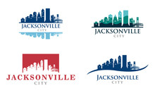 Jacksonville City Skyline Landscape Logo Illustration Set