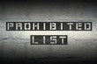 prohibited list GR