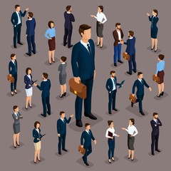 Wall Mural - people isometric 3d, the big boss businessman and business woman, business clothes. the concept of o