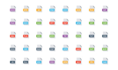 File type flat style icon set