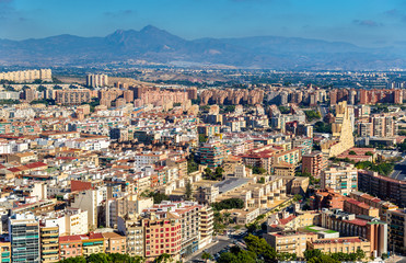 Wall Mural - Skyline of Alicante seen from Santa Barbara Castle, Spain