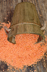 Poster - lentil with bucket on table