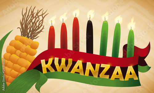 Traditional Corn Flag And Lighted Candles For Kwanzaa Celebration Vector Illustration Buy This Stock Vector And Explore Similar Vectors At Adobe Stock Adobe Stock