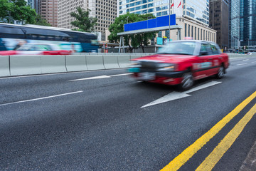 Traffic in downtown of Hong Kong,China.