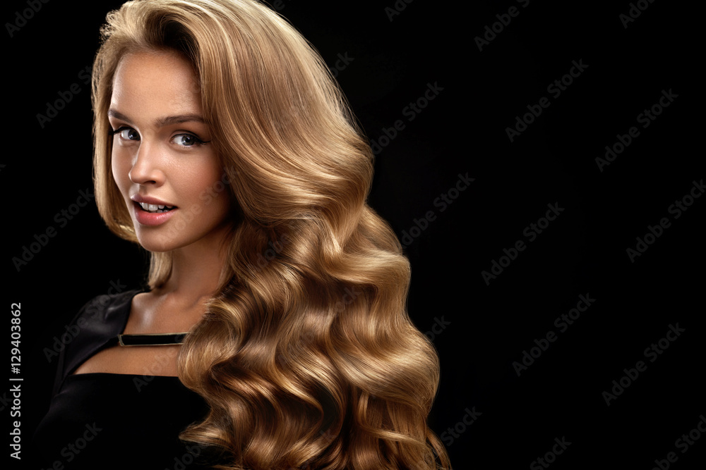 Beautiful Curly Hair Female Beauty Model With Volume Hair