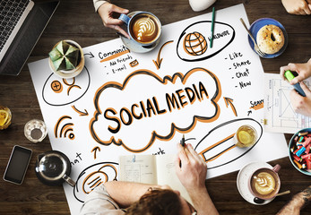 Wall Mural - social media internet network technology cocnept