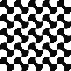 Canvas Print - Seamless black white curved shape pattern