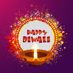 Sticker - Greeting Card for Happy Diwali celebration.