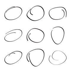 Canvas Print - Set hand drawn ovals