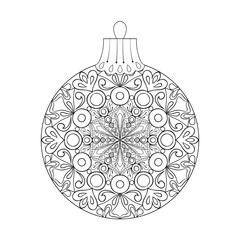 Vector vintage Christmas ball for tree, New Year 2017 freehand d