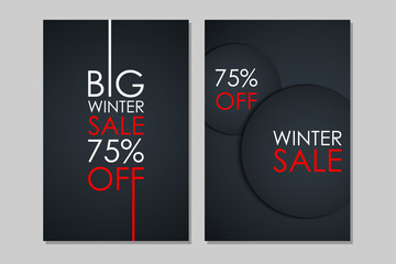 Wall Mural - Winter Sale banners. Special offer, discount up to 75% off. Banners for business, promotion and advertising. Vector illustration.