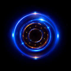 Wall Mural - Abstract neon background. luminous swirling bunner. Glowing spiral. 
Shine round frame with light circles light effect. Glowing cover. 
Space for your message. Glossy. LED ellipse