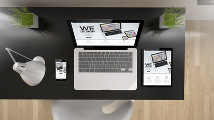 Wall Mural - black office top view we design