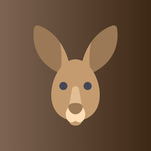 Kangaroo Head Icon. Flat Design