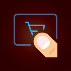 purchase sign and finger icon. flat design