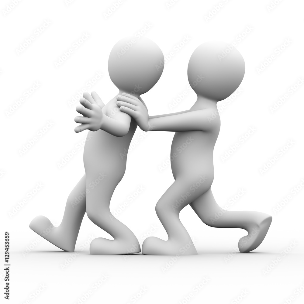 3d man pushing his friend Stock Illustration | Adobe Stock, image size:1000x1000