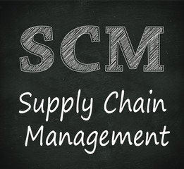 Sticker - Chalkboard illustration of scm - supply chain management