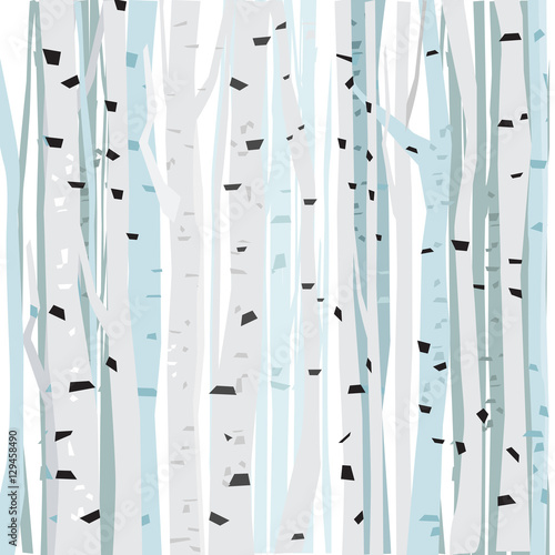 Birch forest vector background. Birch forest pattern. Background of trees