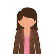 silhouette half body woman with jacket without face vector illustration