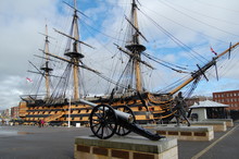Exterior View Of The HMS Victory In Harbor In Portsmouth, Hampsh