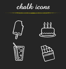 Wall Mural - Sweets chalk icons set