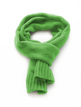 Green Warm Scarf On A White Background
