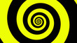 Yellow & Black spiral Optical illusion illustration, abstract background graphics asset, Hypnotising whirlpool effect