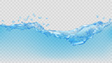 Fototapeta Łazienka - Transparent water wave. Transparency only in vector file