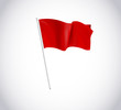 Red flag on flagpole isolated on white background.  Flag flying