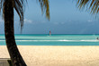 Beautiful serene tropical beach scene with turquoise ocean