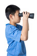 © Tan Kian Khoon - Asian Chinese little boy holding binoculars in isolated backgrou