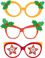 Christmas glasses on a white background. Flat design