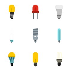 Wall Mural - Lamp icons set. Flat illustration of 9 lamp vector icons for web