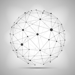 Vector wireframe connecting earth sphere. Globe connection concept.