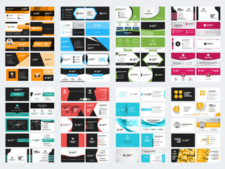 Poster - Collection of double sided business card vector templates. Stationery design vector set