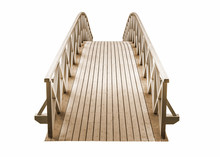 Wooden Park Foot Bridge Isolated On White Background