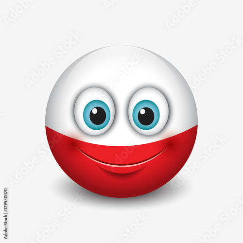Cute emoticon isolated on white background with Poland flag motive