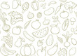 Hand drawn fruits and vegetables seamless pattern